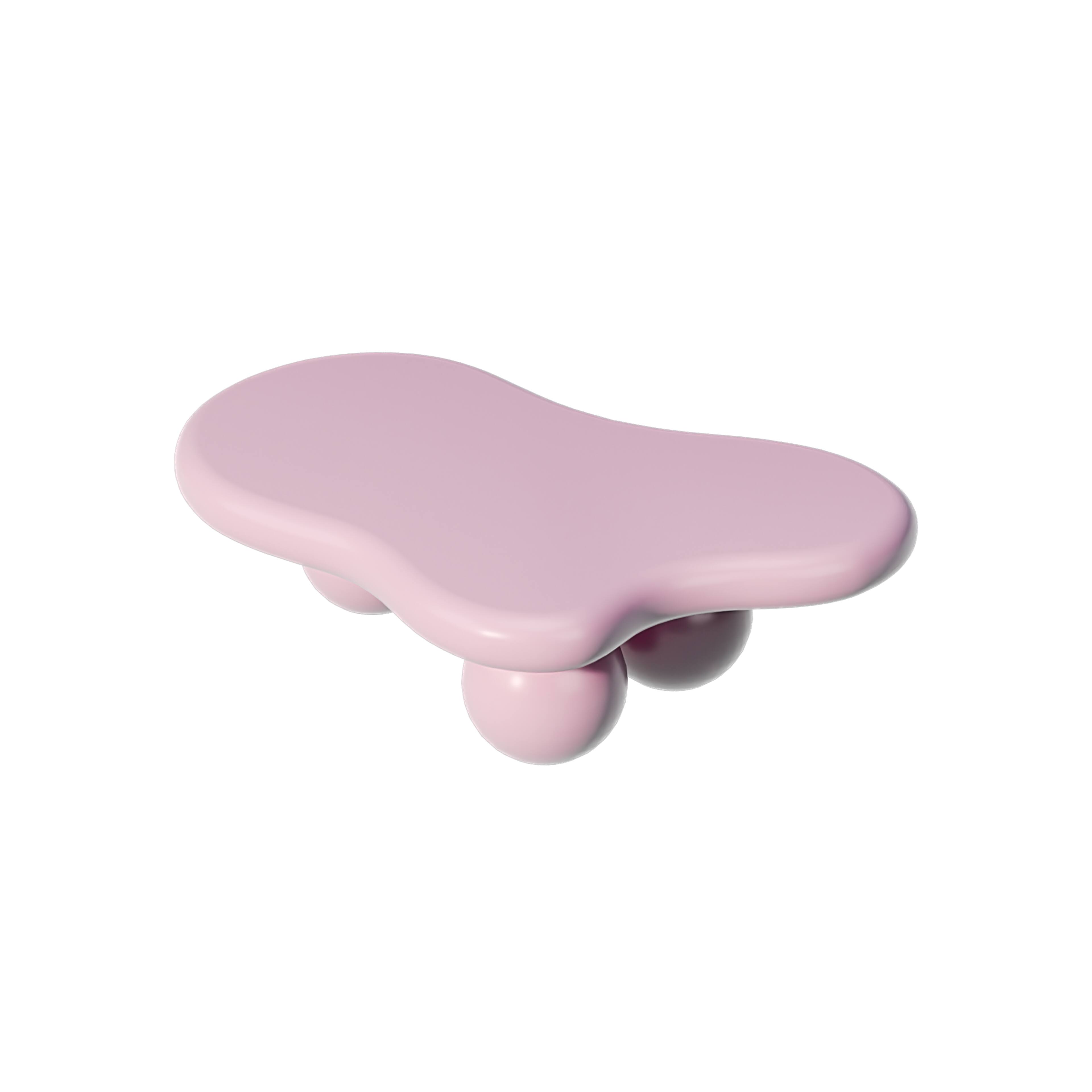 Alt View 8. Loheer - Loheer 47 Inch Cloud Shaped Coffee Table Pink Low Profile Center Table with Ball Legs for Living Room - Pink.