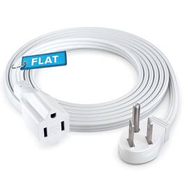 Maximm - Extension Cord (6 ft) 1 Outlet Flat Wire, 3-Prong 45° Angled Flat Plug, 16 AWG Power Cord - UL Certified - White