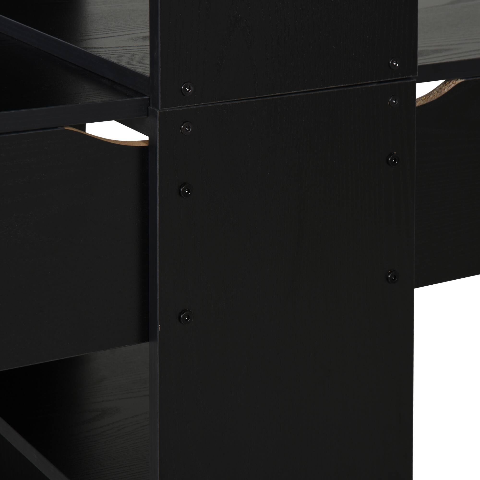 Alt View 8. Homcom - 88" Extra Long 2-Person Computer Desk with Storage Shelves Combo, Double Workstation Storage Study Writing Table - Black.