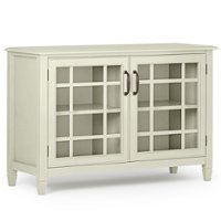 Simpli Home - Connaught Low Storage Cabinet - Antique White - Front_Zoom
