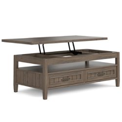 Simpli Home - Lev Lift Top Coffee Table - Smoky Brown - Front_Zoom