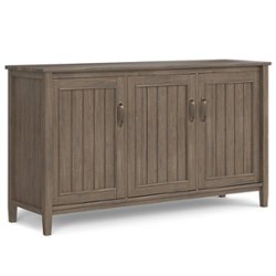 Simpli Home - Lev Wide Storage Cabinet - Smoky Brown - Front_Zoom