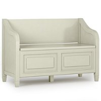 Simpli Home - Connaught Entryway Storage Bench - Antique White - Front_Zoom