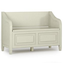 Small white deals bench with back