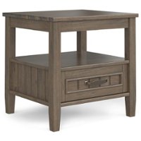 Simpli Home - Lev End Table with Bottom Drawer - Smoky Brown - Front_Zoom