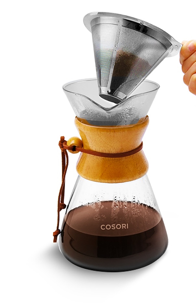 Cosori Pour Over Coffee Maker, 8 Cup Glass Coffee Pot&Coffee Brewer with Stainless Steel Filter, High Heat Resistance