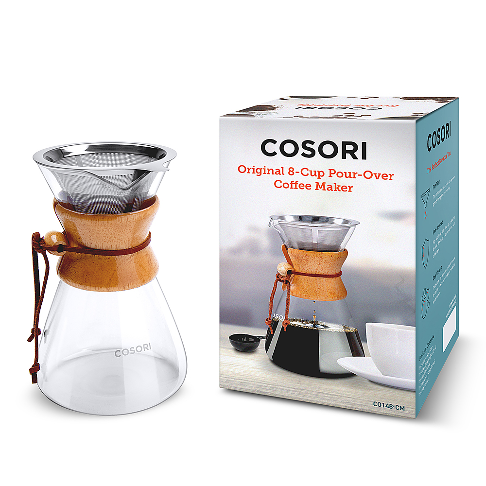COSORI Pour Over Coffee Maker with Double Layer Stainless Steel Filter,  8-Cup, Drip Coffee Maker, Coffee Dripper Brewer, High Heat Resistant  Carafe