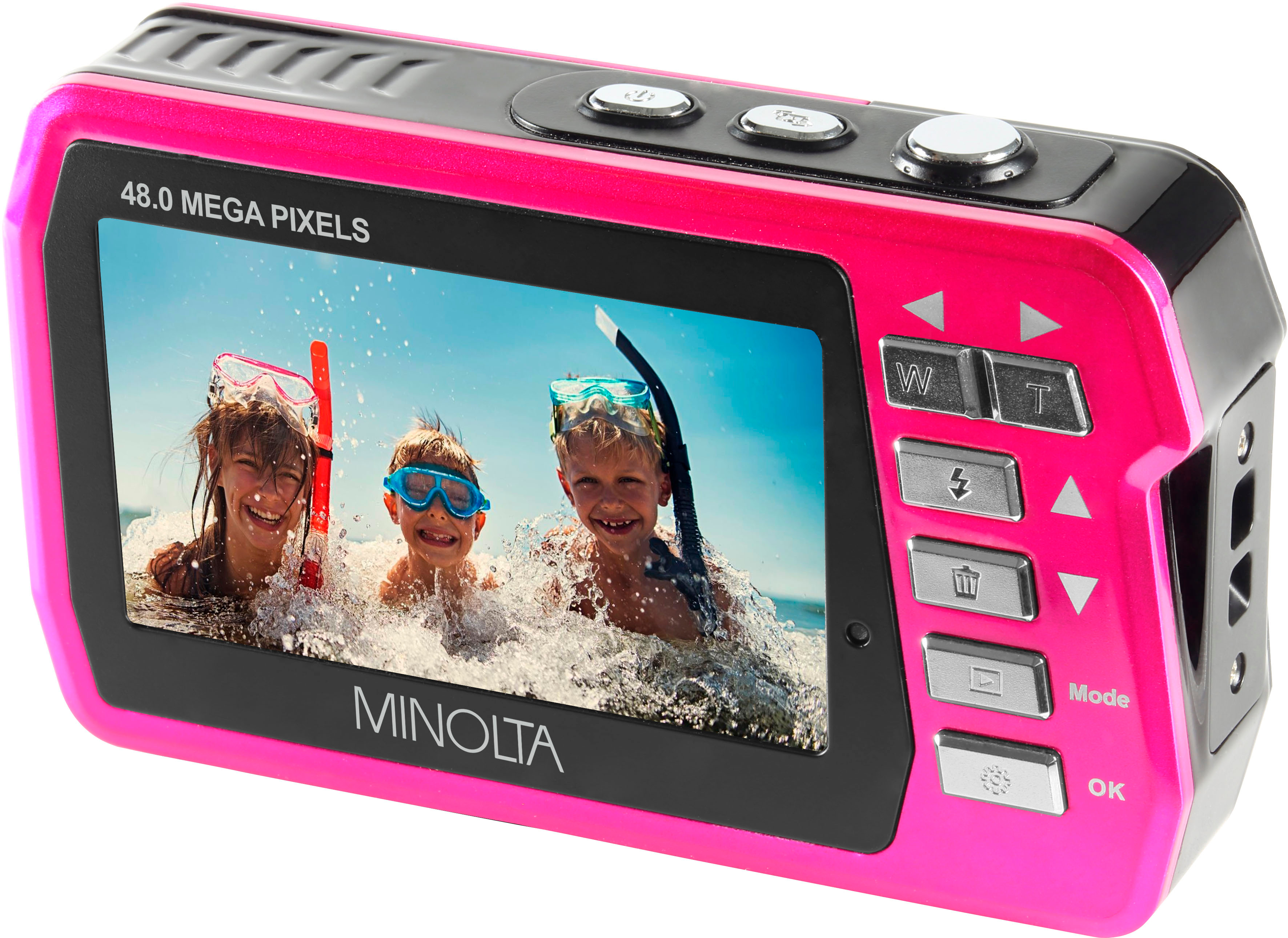 Back View: Minolta - MN40WP 48.0 Megapixel Waterproof Digital Camera - Pink