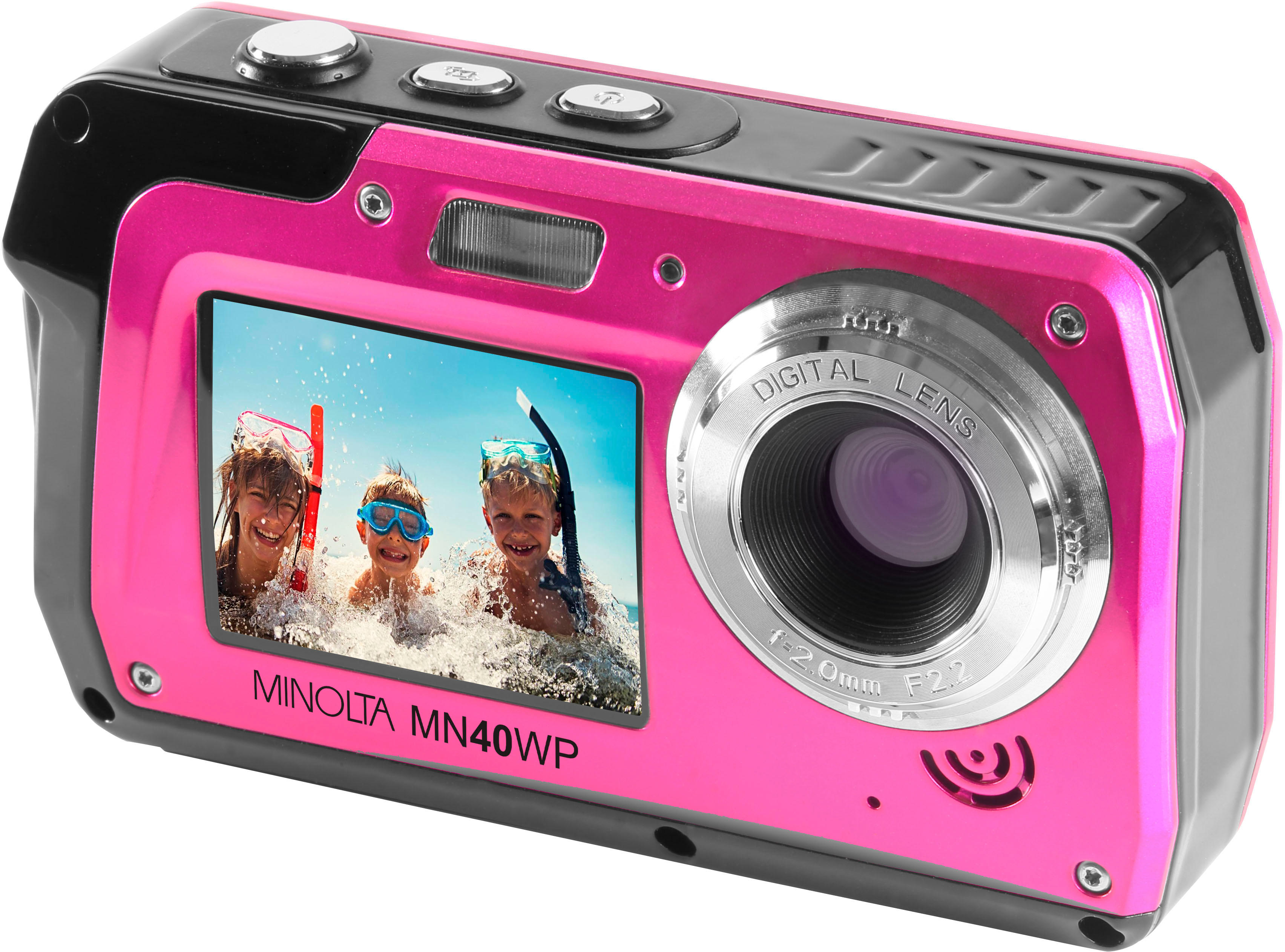 Angle View: Minolta - MN40WP 48.0 Megapixel Waterproof Digital Camera - Pink