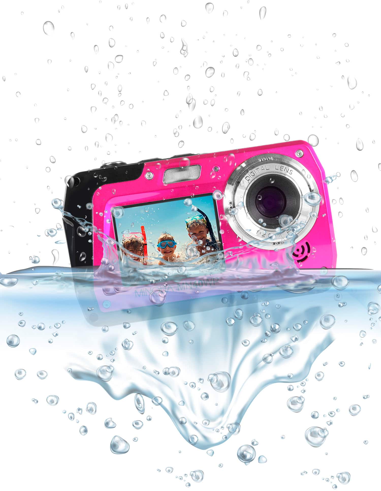 Top. Minolta - MN40WP 48.0 Megapixel Waterproof Digital Camera - Pink.