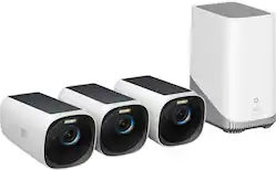 eufy - eufyCam 3, 3-Outdoor Wireless 4K Solar Powered Security Cameras with HomeBase 3 - White - Front_Zoom
