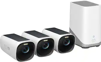 Front. eufy Security - eufyCam 3 3-Camera Indoor/Outdoor Wireless 4K Security System - White.