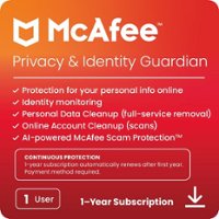 McAfee - Privacy & Identity Guardian Online Protection + ID Monitoring + Cleanup for 12 Months, auto-renews at $99.99 first year - Android, Apple iOS, Chrome, Mac OS, Windows [Digital] - Front_Zoom