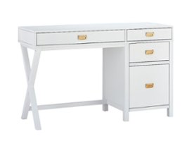 Linon Home Décor - Penrose Four-Drawer Side Storage Desk - White - Front_Zoom