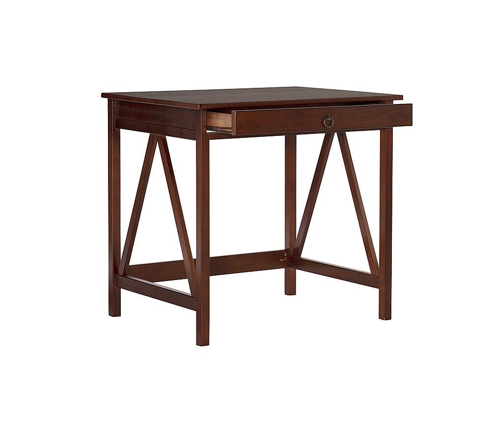 Angle View: Linon Home Décor - Tressa Solid Wood Laptop Desk With Drawer - Antique Tobacco Brown