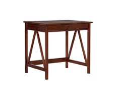Linon Home Décor - Tressa Solid Wood Laptop Desk With Drawer - Antique Tobacco Brown - Front_Zoom