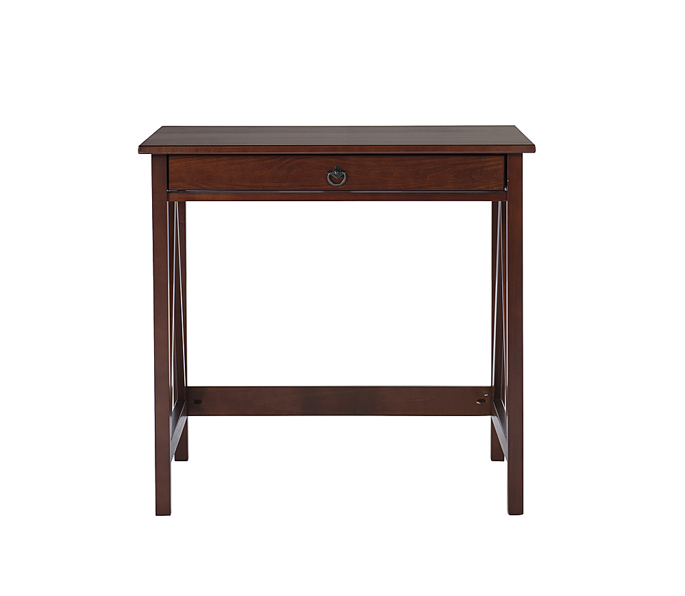 Left View: Linon Home Décor - Tressa Solid Wood Laptop Desk With Drawer - Antique Tobacco Brown