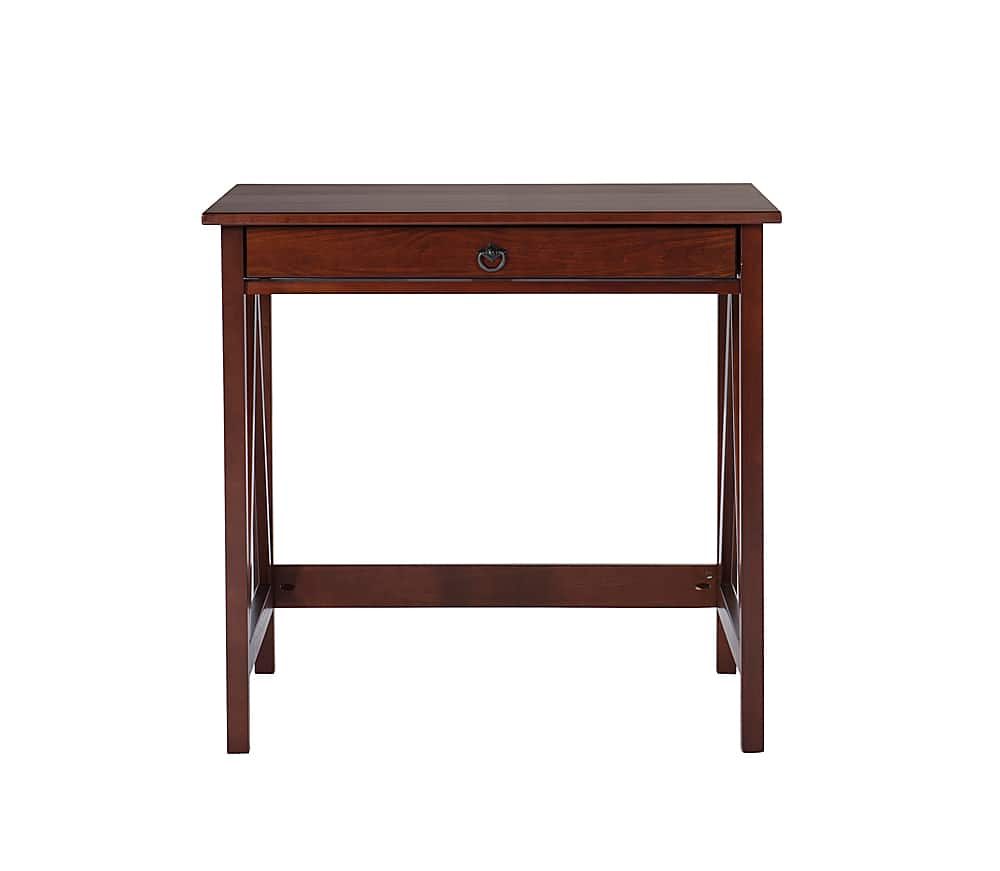 Left View: Linon Home Décor - Tressa Solid Wood Laptop Desk With Drawer - Antique Tobacco Brown