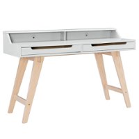 Linon Home Décor - Stanley Two-Drawer Desk With Hutch Shelf - Natural & White - Front_Zoom