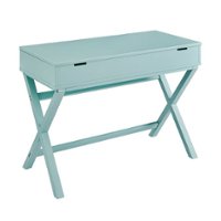 Linon Home Décor - Penrose Campaign-Style Lift-Top Desk - Pastel Turquoise - Front_Zoom