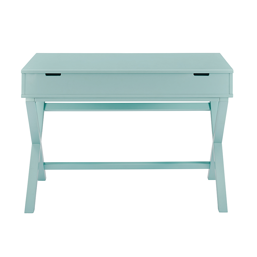 Left View: Linon Home Décor - Penrose Campaign-Style Lift-Top Desk - Pastel Turquoise