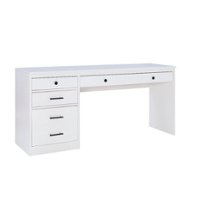 Linon Home Décor - Valdez Solid Wood Desk With File Cabinet - Whitewash - Front_Zoom