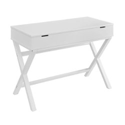 Linon Home Décor - Penrose Campaign-Style Lift-Top Desk - White - Front_Zoom