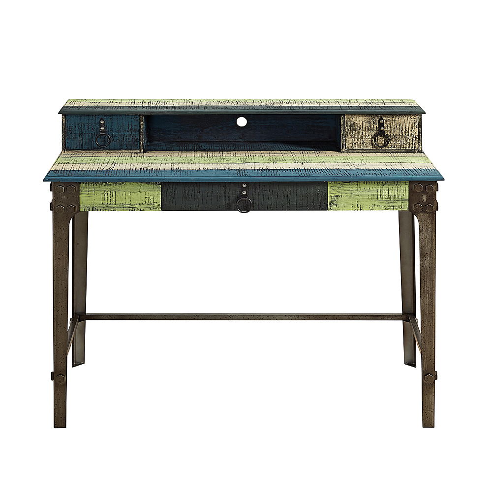 Angle View: Linon Home Décor - Calson Three-Drawer Weathered Industrial-Style Desk - Multicolor Stripes