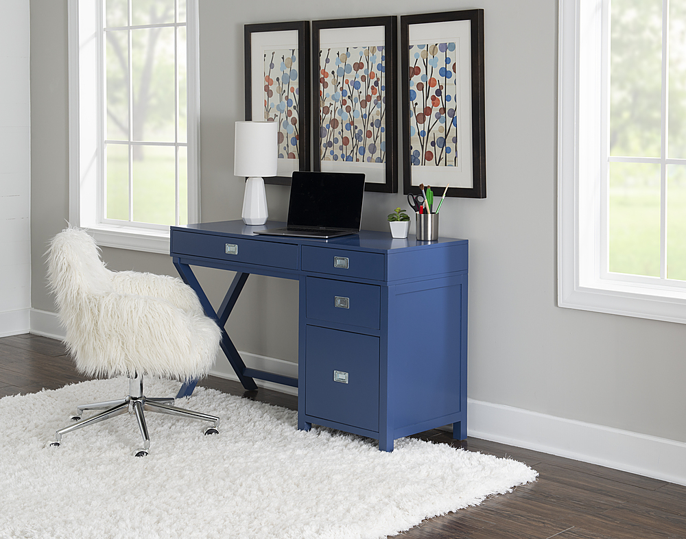 Linon Home Décor Penrose Four-Drawer Side Storage Desk Navy Paint / Silver  Hardware BSTB246 - Best Buy