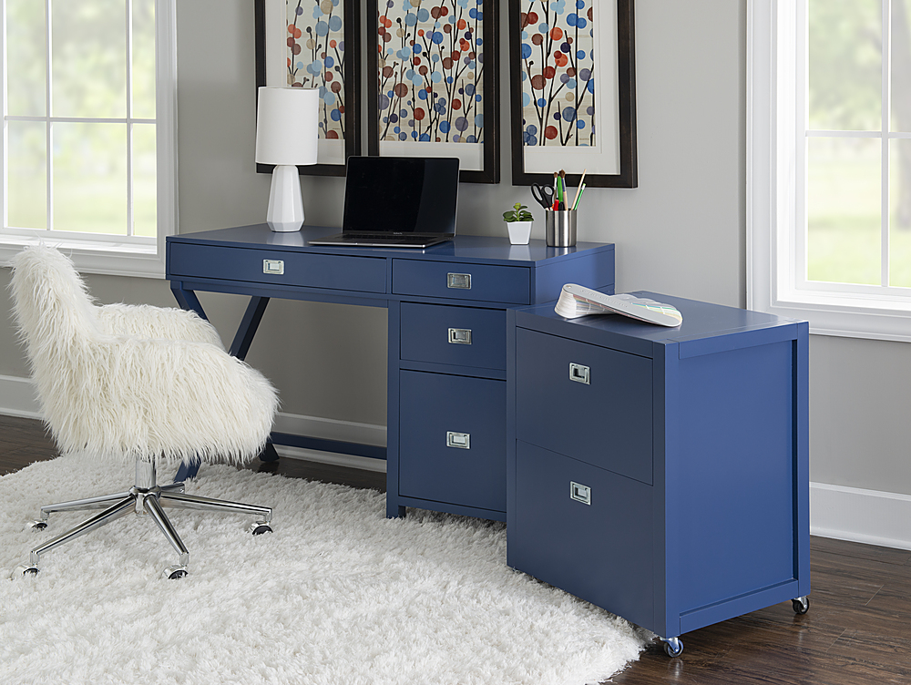 Linon Home Décor Penrose Four-Drawer Side Storage Desk Navy Paint / Silver  Hardware BSTB246 - Best Buy