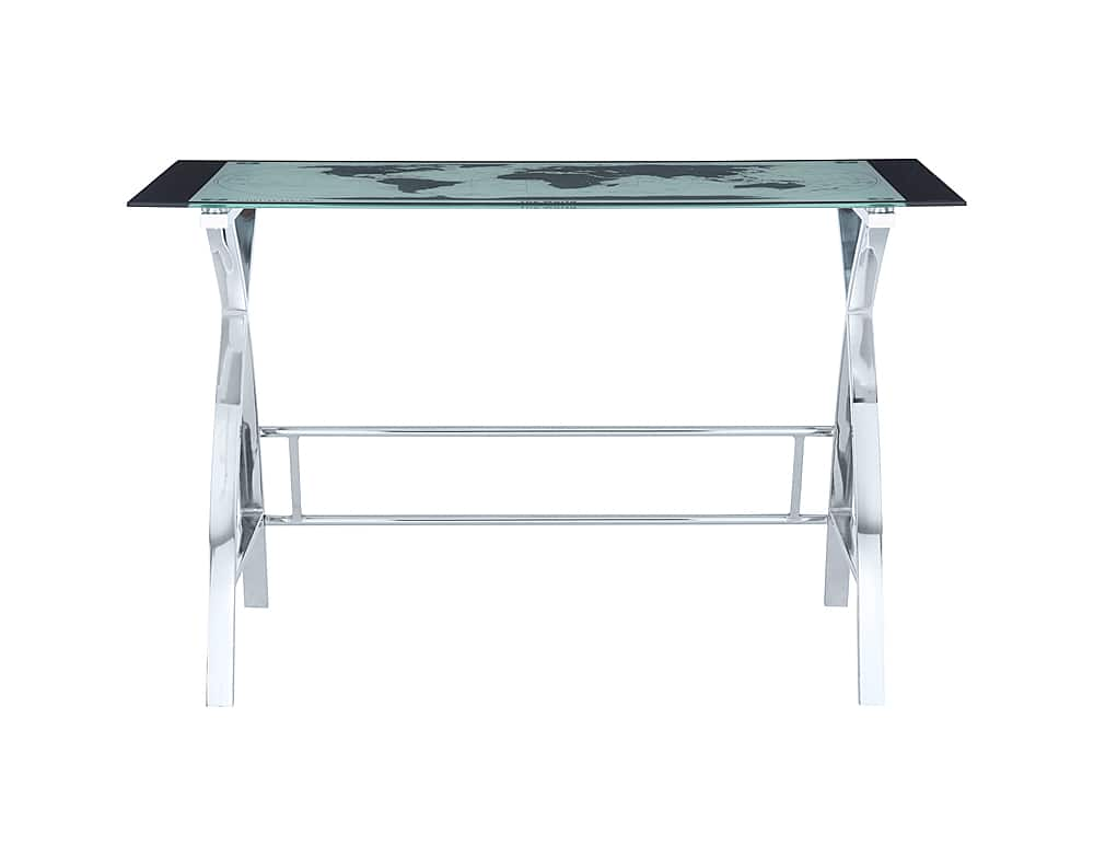 Angle View: Linon Home Décor - Walton Map Printed Glass Desk - Chrome