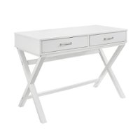 Linon Home Décor - Pierce 2-Drawer Campaign-Style Desk - White - Front_Zoom