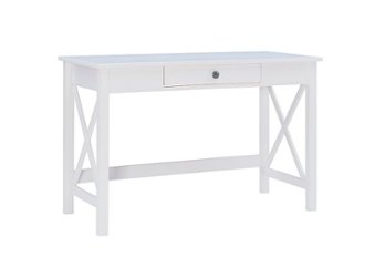 Linon Home Décor - Delevan Solid Wood Laptop Desk With Drawer - Antique White - Front_Zoom
