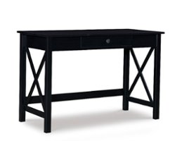 Linon Home Décor - Delevan Solid Wood Laptop Desk With Drawer - Black - Front_Zoom