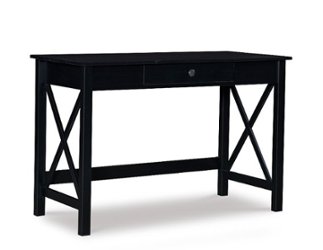 Flash Furniture Bartlett Dark Ash Wood Grain Finish Computer Desk with  Drawers and Black Metal Legs