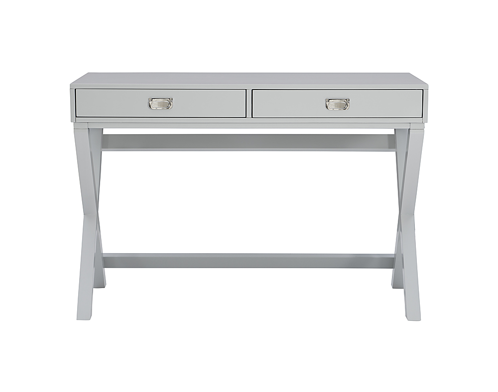 Angle View: Linon Home Décor - Penrose Two-Drawer Campaign-Style Writing Desk - Gray