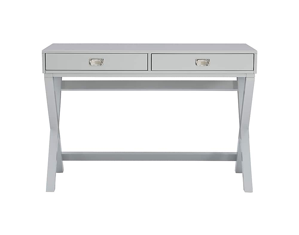 Angle View: Linon Home Décor - Penrose Two-Drawer Campaign-Style Writing Desk - Gray