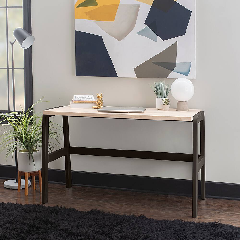 Best Buy: Linon Home Décor Heald Solid Wood Desk Black &amp; Natural BSTB153
