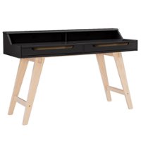 Linon Home Décor - Stanley Two-Drawer Desk With Hutch Shelf - Natural & Black - Front_Zoom