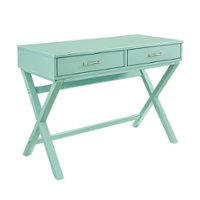 Linon Home Décor - Pierce 2-Drawer Campaign-Style Desk - Pastel Turquoise - Front_Zoom