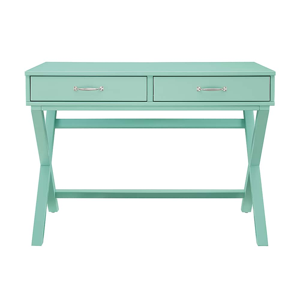 Left View: Linon Home Décor - Pierce 2-Drawer Campaign-Style Desk - Pastel Turquoise