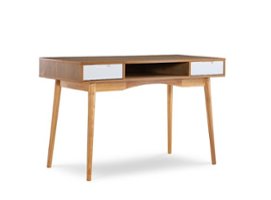 Linon Home Décor - Pollard Two-Drawer Writing Desk - Natural & White - Front_Zoom