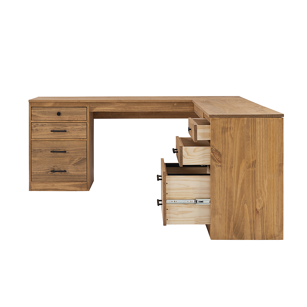 Jet Collection L-Shaped Desk with Modesty Panel Natural Oak Laminate Made  In Italy