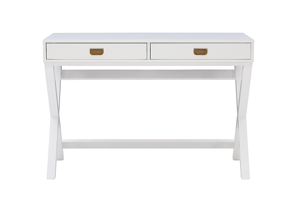 Angle View: Linon Home Décor - Penrose Two-Drawer Campaign-Style Writing Desk - White