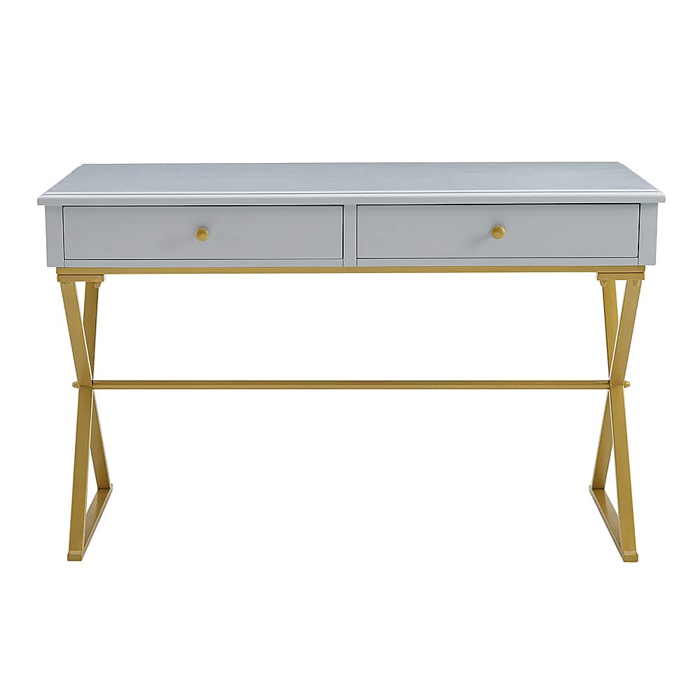 Angle View: Linon Home Décor - Edmore Two-Drawer Campaign Desk - Gray & Gold