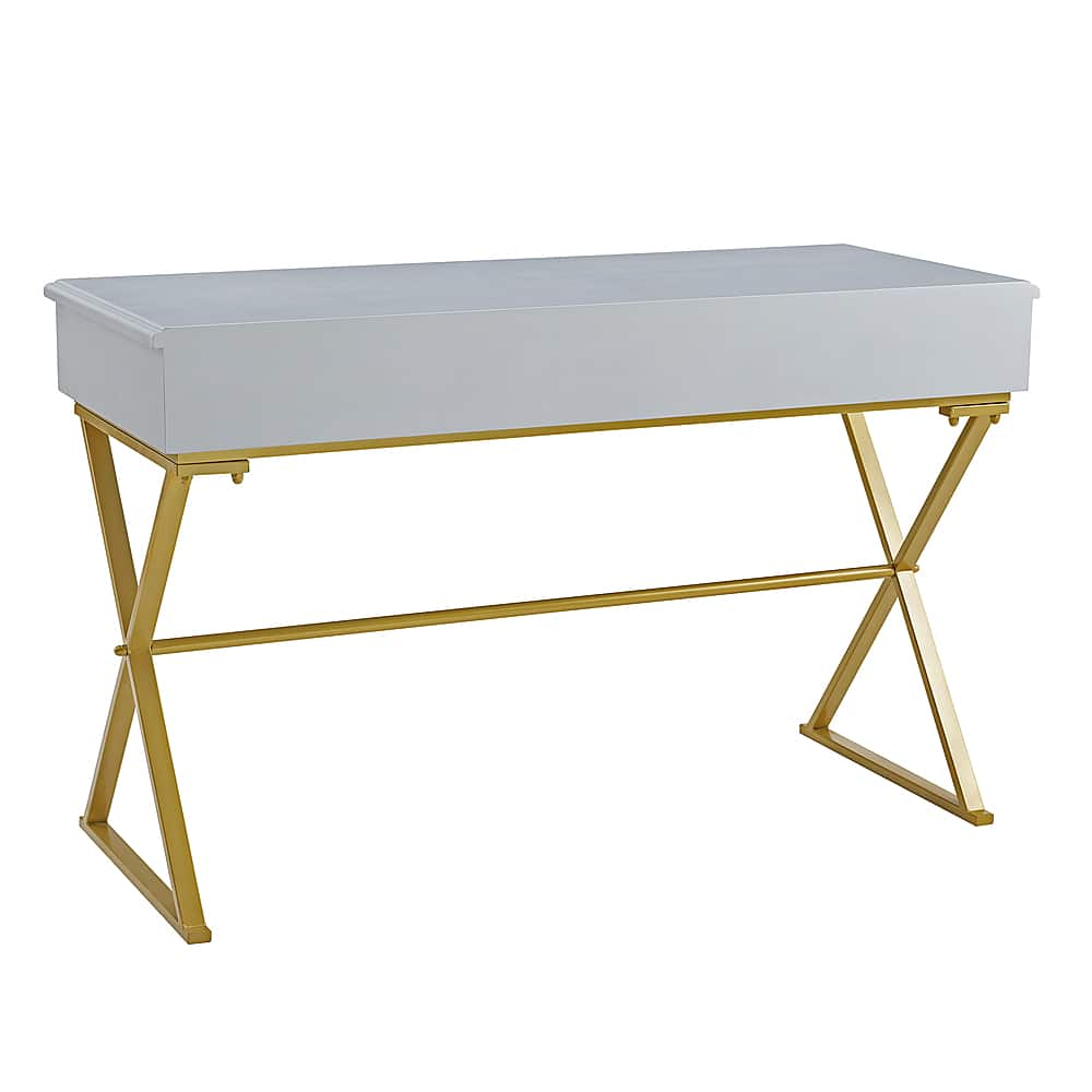 Left View: Linon Home Décor - Edmore Two-Drawer Campaign Desk - Gray & Gold