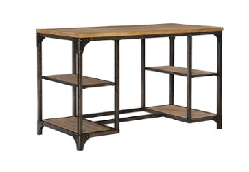 Linon Home Décor - Barlyn Four-Shelf Writing Desk - Weathered Driftwood - Front_Zoom