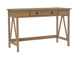 Linon Home Décor - Tressa Solid Wood Desk With Drawer - Driftwood - Front_Zoom
