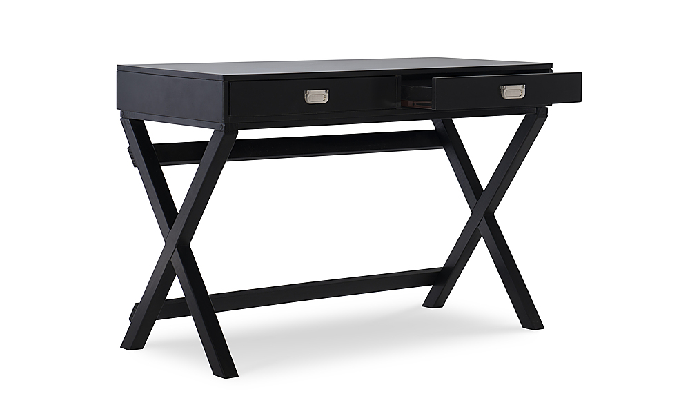 Angle View: Linon Home Décor - Penrose Two-Drawer Campaign-Style Writing Desk - Black
