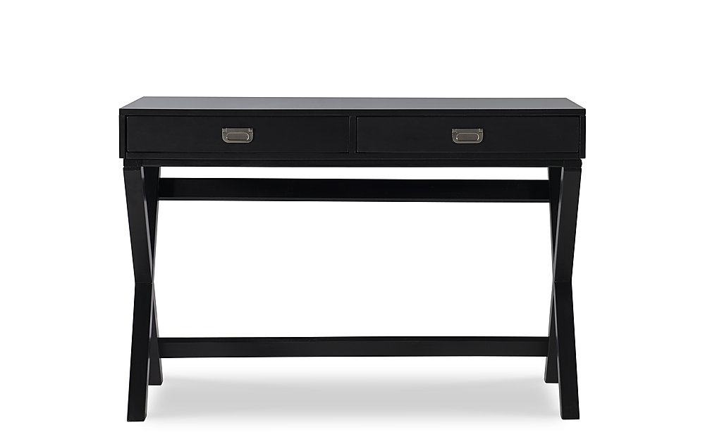 Left View: Linon Home Décor - Penrose Two-Drawer Campaign-Style Writing Desk - Black